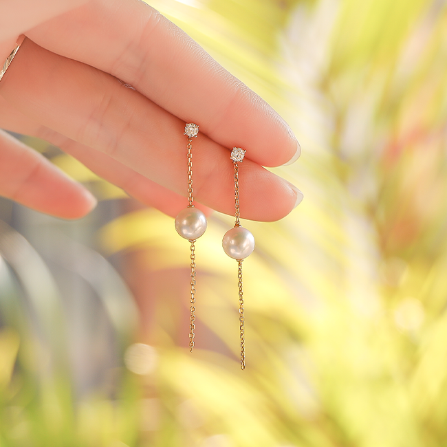 Pearl chain drop earrings